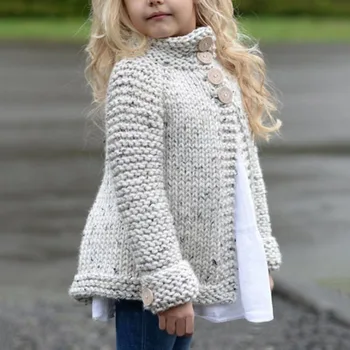 Dla dzieci swetry dziecko Dzieci Dzieci dziewczyny strój odzież przycisk sweter z dzianiny sweter płaszcz topy drop shipping