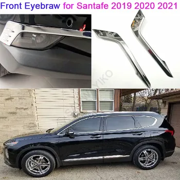 Dla Hyundai Santa fe Santafe 2019 ABS chrom przedni reflektor przeciwmgłowy pokrywa lampy eyebraw wykończenie ramka naklejki zewnętrzne akcesoria