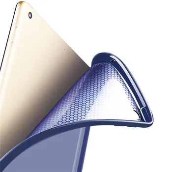 Dla ipada 6 A1566 A1567 Case sztuczna skóra+miękka silikonowa pokrywa tylna TPU dla Apple iPad Air 2 9,7-calowy smart-tablet shell+folia+rysik