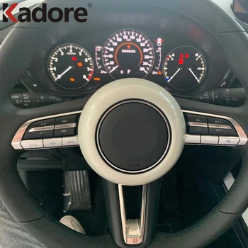 Dla Mazda CX30 CX-30 2020 2021 włókno węglowe ABS kierownica nakładka logo pierścień akcesoria samochodowe stylizacja