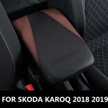 Dla SKODA KAROQ 2018 2019 samochodowy centralny pojemnik podłokietnik skrzynia sztuczna skóra auto stylizacja zawartość pudełko uchwyt na akcesoria