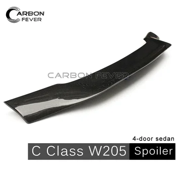 Dla W205 Włókna Węglowego Tylny Spojler, Skrzydło C-Klasa Sedan + C180 C200 C250 C300 C450 C43 C63