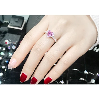 Dodo srebrny/różowy/żółty pierścionek zaręczynowy serce kształt pierścienia dla kobiet akcesoria ślubne luksusowe biżuteria bagietki Dd509