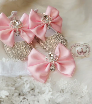 Dollbling Noworodka 3 Szt. Zestaw Podarunkowy Luksusowe Buty Dla Dzieci Opaska Na Głowę Manekina Różowa Korona Lolity Diament Biżuteria Layette Genialny Balet