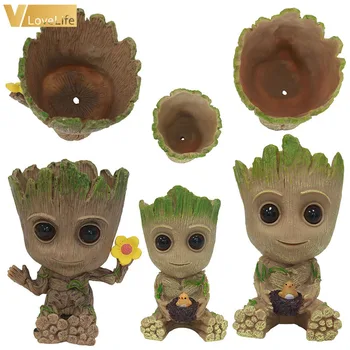 Doniczka Baby Groot PVC Zielona gałka pot uchwyt sadzarka figurki drzewo osób Model zabawki dla dzieci ogród dekoracje do domu