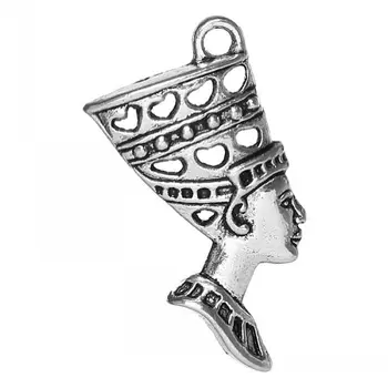 DoreenBeads Urok zawieszenia Nefertiti egipska królowa kolor srebrny 3.9 cm x 2.7 cm(1 4/8