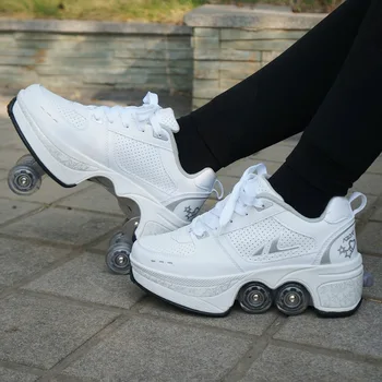 Dorośli unisex rolki z 4 kołami obuwie deformacja Heelys parkour buty do biegania dla dzieci rund dzieci biegania