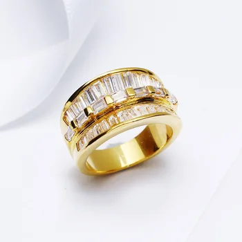 DreamCarnival 1989 Korona pierścień dla kobiet rod złoto kolor kwadratowy wyszlifowaniu CZ pierścionek zaręczynowy Anillos Mujer Bagues Femme YR3898