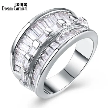 DreamCarnival 1989 Korona pierścień dla kobiet rod złoto kolor kwadratowy wyszlifowaniu CZ pierścionek zaręczynowy Anillos Mujer Bagues Femme YR3898