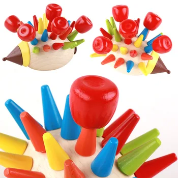 Drewniana zabawka kolorowe DIY magnetyczny Jeż zapukał zabawki, klocki, dzieci wczesnego dzieciństwa edukacja noworoczny prezent