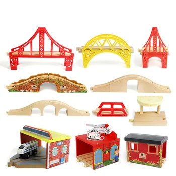 Drewniany pociąg kolejowe części są kompatybilne z Thomas Biro wszystkie marki drewniane magnetyczne akcesoria dla pociągów Buk pociąg zabawki tory wyścigowe
