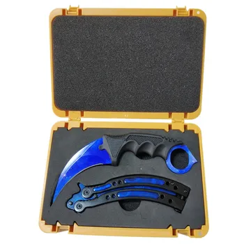 Dropshipping Csgo Game Plastic Weapon Box+Butterfly Knife +Karambit Dull blade for Trainer Collection Gife Suppl Case