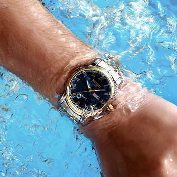Dropshipping męskie zegarki nowe sprzedaż moda luksusowy zegarek Kwarcowy data tydzień podwójny kalendarz Świecące zegarki męskie Reloj Hombre