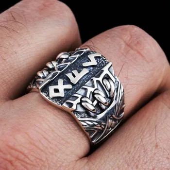 Dropshipping stal nierdzewna jeden skandynawski viking Amulet Runa modny styl mężczyźni i kobiety modne słowa retro pierścień biżuteria