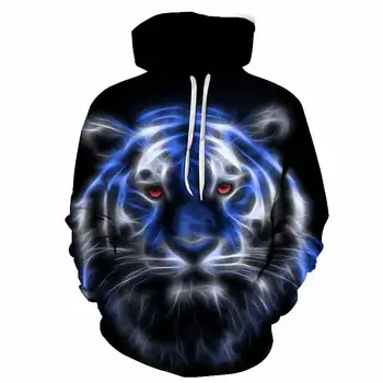 Drukowanie 3D bluza z kapturem zwierzęcy print sweterek z kapturem kurtka Tygrys i Lew Pełna print bluza z kapturem S-6XL
