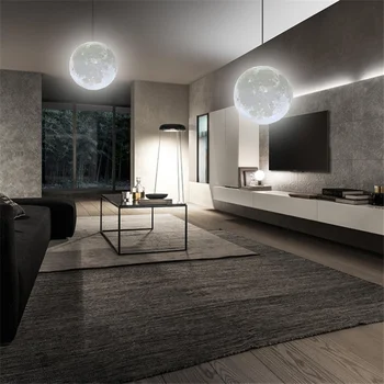 Drukowanie 3D księżycowy żyrandol ball lampa led Smart Home Decoration Salon Sypialnia Lamparas Nordic żyrandol kreatywne oświetlenie wystrój