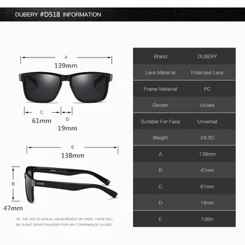 DUBERY spolaryzowane okulary dla mężczyzn kobiet nowa moda kwadrat jazdy vintage okulary Sportowe retro lustro luksusowej marki UV400