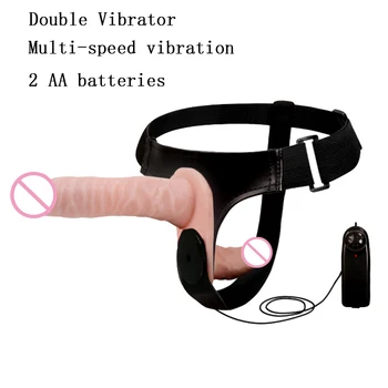 Duże podwójne dildo strap-on dildo wibrator dla kobiet wibrujący strap-on podwójne dildo dla lesbijek penis strap-on z pasem bezpieczeństwa