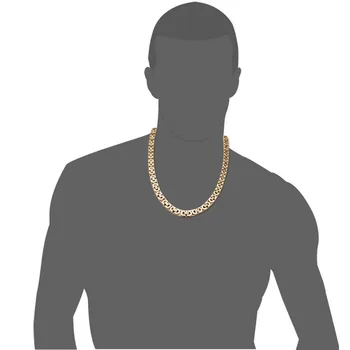 Duży naszyjnik dla mężczyzn złoty kolor stal nierdzewna Bizantyjski łańcucha bransoletka naszyjnik zestaw mężczyzn hip-hop biżuteria szerokość 8 mm MS107