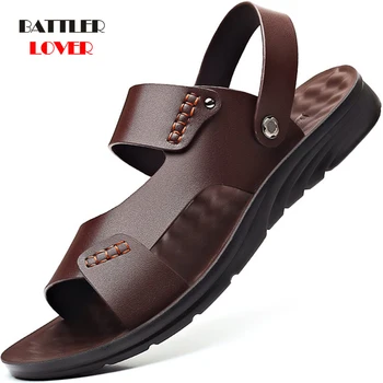 Dwa sposoby noszenia sandałów ze skóry naturalnej dla mężczyzn dorywczo letnia сандалия Hombre obuwie plażowe Darmowa wysyłka