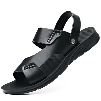 Dwa sposoby noszenia sandałów ze skóry naturalnej dla mężczyzn dorywczo letnia сандалия Hombre obuwie plażowe Darmowa wysyłka