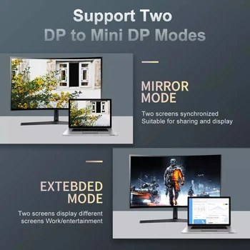Dwukierunkowy kabel Mini DP 1.4 to DP 1.4 DP to Mini DP Conver 8K@60Hz 4K@144Hz z konwerterem Mini DisplayPort-DisplayPort