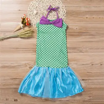 Dzieci Ariel cekinów mała Syrenka sukienka kwiat Księżniczka bal maskowy Hallowen Party cosplay kostium 3-12Y