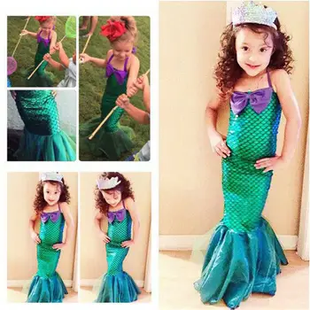 Dzieci Ariel cekinów mała Syrenka sukienka kwiat Księżniczka bal maskowy Hallowen Party cosplay kostium 3-12Y