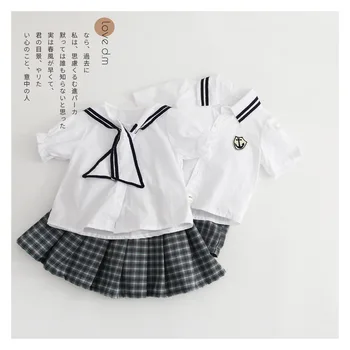 Dzieci chłopcy i dziewczęta dwie części zestawy koreańska szkoła dziecięcy dzieci top koszulka+spodnie+sukienka college Lato 2 szt. zestawów garnitur 1-6 lat