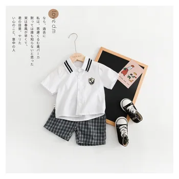 Dzieci chłopcy i dziewczęta dwie części zestawy koreańska szkoła dziecięcy dzieci top koszulka+spodnie+sukienka college Lato 2 szt. zestawów garnitur 1-6 lat