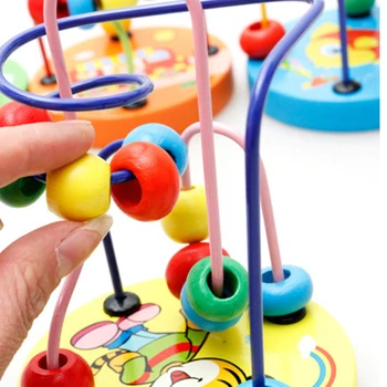 Dzieci Montessori Matematyczne Zabawki Małe Drewniane Koła Koraliki, Drut Labirynt Rollercoaster Działalność Przedszkola Dziecko Szkolenia Zabawki Edukacyjne