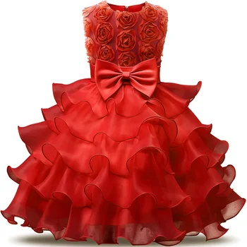 Dzieci, Niemowlę, Dziewczyna, Płatki Kwiatów Sukienka Dzieci Druhna Dziecko Elegancka Sukienka Vestido Infantil Formalne Suknie Wieczorowe Róża Czerwony
