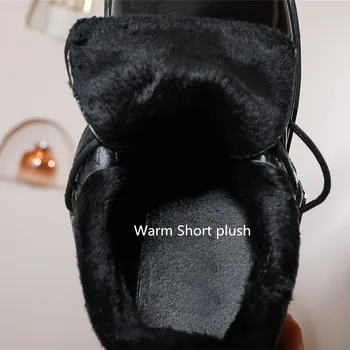 Dziecięce buty 2020 nowy PU lakierowana skóra platforma sznurowanie niski kwadratowy okrągły nosek obcas kostki Martin buty dla dzieci zimowe buty