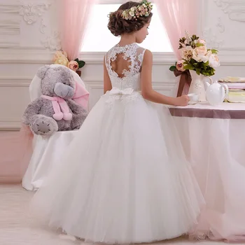 Dziecięcy strój księżniczki dla dziewczyn kwiatowe aplikacje suknia odzież Dziecięca eleganckie przyjęcie ślubne garnitury odzież Dziecięca