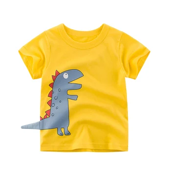 Dziecięcy t-shirt dla dzieci chłopcy dziewczęta zwierzęta wydruku dinozaur t-shirt dla dzieci topy koszulki kreskówka dzieci żółte koszulki odzież 2-7 lat