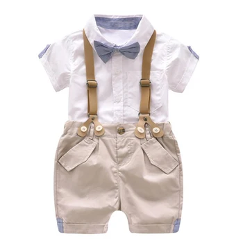 Dziecko Baby Boy Bawełniane Spodenki Koszula Zestaw Odzieży Hurtownia Letni Dla Dzieci Formalny Garnitur 1 2 3 4 Lata Garnitur