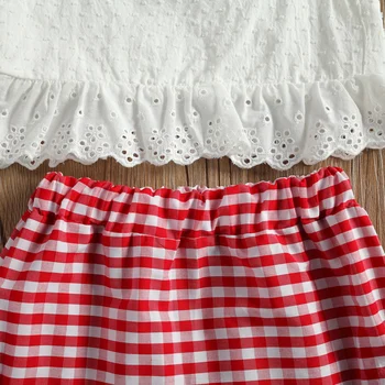 Dziecko dziewczynka odzież opaska z koronki chusta crop topy druk chusta długa spódnica 2 szt. stroje odzież dla dziewczynek