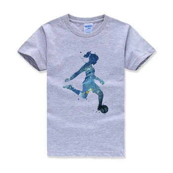 Dziewczyna piłkarz Akwarela dziecięca koszulka sportowe dzieci spersonalizowane
