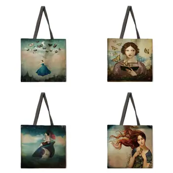 Dziewczyny i fantazji drukowane Torebki damskie codzienne torebki damskie torby na ramię składane torby na zakupy na świeżym powietrzu, torby Plażowe