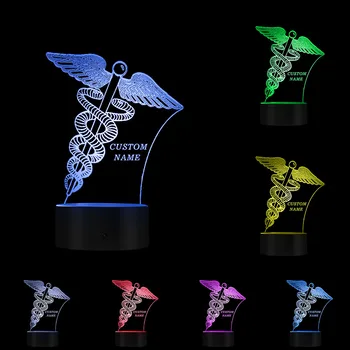 Dzięki prezent dla lekarza, pielęgniarki specjalna spersonalizowana akrylowa led lampa stołowa z medycznym znakiem 3D iluzja efekt nowości światło