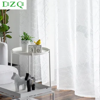 DZQ Simplicity paski koronki i zasłony do salonu sypialni kuchni nowoczesne okno welon przezroczyste okno białe koronki i zasłony