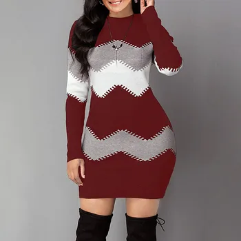 Długi sweter w paski z długim rękawem, jesień i zima długie wielokolorowe cienki sweter nowa moda dzianiny długi top wielokolorowy