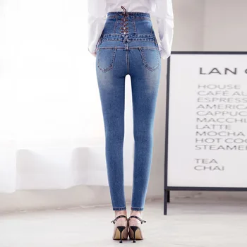 Dżinsy Kobieta Wysoka Talia Kobiety Duży Plus Rozmiar Wąskie Spodnie Jeans Spodnie Kobiety Damska Mama Wąskie Elastyczne Dżinsy Z Wysokim Stanem