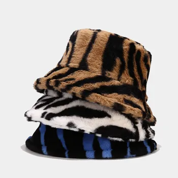 E Winter Men Women Stripes Thermal Plush Hat Fisherman Hat Basin Cap Bucket Hats słodki i piękny, ciepły i wygodny