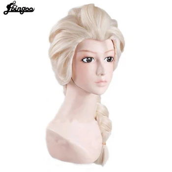 Ebingoo długi pleciony Elsa księżniczka platynowy blond peruki cosplay peruki dla dzieci Halloween gry fabularne+6 Śnieżynka szpilki