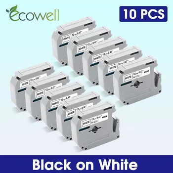 Ecowell 12mm MK231 MK 231 kompatybilny Brother M-K231 MK-231 wytwórnia Taśma czarny na Białym dla drukarka etykiet Brother P-touch PT-70