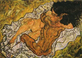 Egon Schiele: The Embrace oil paintings canvas art Prints Wall Art For Living Room, Bedroom Decor