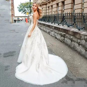 Eightree suknia ślubna haftowane koronki suknia Vestido de novia, backless, bez ramiączek suknie ślubne 2020
