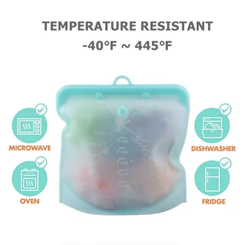 Ekologiczna silikonowa torba do przechowywania żywności żywności Silikonowa torebka Ziplock szczelne zamrażanie torby ze wskaźnikiem czasu kuchenne torba
