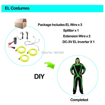 EL Wire Suits DIY Matchstick Men 10 Colors Choice LED Suits EL Wire Clothing for Holiday Lighting Party Decoration